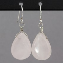 RARE Vintage Silpada Sterling Faceted Rose Quartz Teardrop Dangle Earrings W1057 - £26.30 GBP