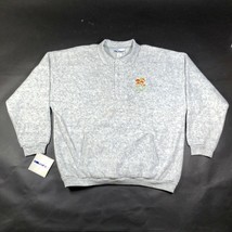 Vintage 90s Miami Hurricanes Mens XL Gray Sweatshirt Button Neck Sebastian Ibis - £40.45 GBP