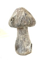 Mushroom Toadstool Large 8" High Wood Look Cement Realistic Detail 4.25" Wide image 2