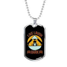 Live Laugh Bark Yellow Blue Necklace Stainless Steel or 18k Gold Dog Tag 24&quot; Ch - £38.16 GBP+