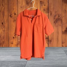 LL Bean Polo Shirt Adult Medium Orange Coral Short Sleeve Cotton Outdoor Men&#39;s - £9.48 GBP