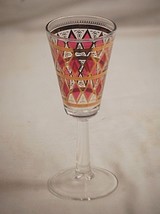 Stemmed Wine Glass Gold &amp; Pink Diamond Pattern Vintage Glassware Barware - £11.86 GBP