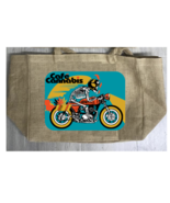 CAFE CANNABIS MARIJUANA BURLAP TOTE BAG #967 MOTORCYCLE SKELETON Reusabl... - $25.91 CAD