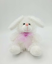 Vtg Armbee Corp SF White Bunny Rabbit with Purple Ribbon Plush 6&quot; Stuffed Toy - £7.86 GBP