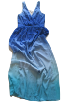 NWT Jay Godfrey Sinclair Blue Teal Ombre Chiffon Slit Front Maxi Dress G... - $52.00