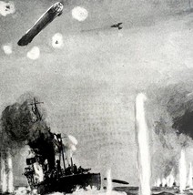 German Blucher Torpedoed By Meteor WW1 Print 1917 Battle In North Sea Sm... - $560.03 MXN
