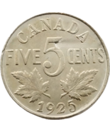 5 centavos canadienses 1925 - George V Nickel Design Revival - $18.56 CAD