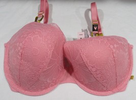 Victoria&#39;s Secret Lined Demi Peachy Pink Floral Lace Bra Size 36DDD - £52.79 GBP