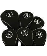 BLACK ZIPPER HEADCOVER FULL COMPLETE 13579X DRIVER WOOD SET GOLF CLUB HE... - €30,95 EUR