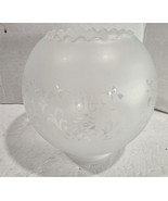 Antique Vtg Frosted Etched Floral Glass Round Sconce Pendant Lamp Light ... - $18.81