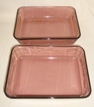 Lot of 2 Vintage Pyrex Cranberry Rectangular Food Storage Glass Dish 3-Cup 7210 - £19.73 GBP