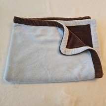 George Baby Blanket Brown Blue Reversible Soft Plush Fleece Boy - £62.29 GBP