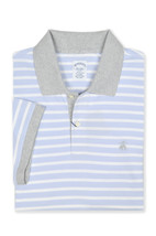 Brooks Brothers Mens Blue Grey Stripe Contr Slim Fit Polo Shirt, Large L... - £57.08 GBP