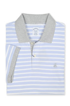 Brooks Brothers Mens Blue Grey Stripe Contr Slim Fit Polo Shirt, Large L... - £57.58 GBP