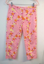 Vintage Lilly Pulitzer WM 8 Pants Pink Floral Cotton Ankle Pants Vacation Cruise - $24.18