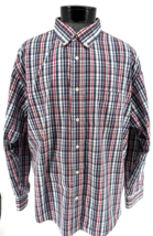 Men’s XXL  Plaid Button Down Work Shirt Red Blue Casual Cotton Blend - $8.90