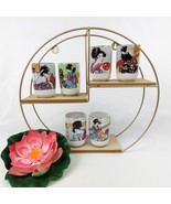 Japanese Geisha Tea Cups – Vintage Set of 6 – Hand Painted Porcelain Yunomi - $88.50 CAD