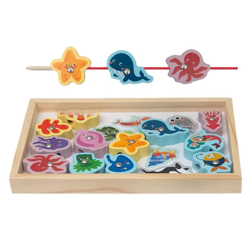 Wooden Fishing Toys Magnetic Fishing Games With Vivid And Child-Friendly Design - £9.61 GBP+