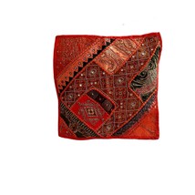 Jeweled, Mirrored &amp; Embroidered Moti Gala Patchwork Pillow Cover - $67.15