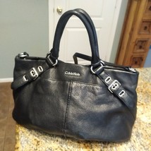 Calvin Klein Black Pebble Leather Convertible Satchel Shoulder Bag Buckl... - $74.25
