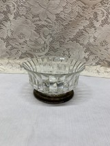Vintage Clear Glass Trinket Bowl Dish with Metal Base Indonesia - £7.98 GBP