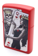 Death King Of Spades Queen Of Hearts Zippo Lighter Red Matte - $29.99