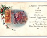 Cavallo E Carrozza Merry Christmas Merrie Natale Poesia DB Cartolina N24 - $4.49