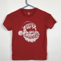 Old Navy Kids Red Don&#39;t Stop Believing Santa Graphic Tee T-Shirt Sz Youth S - $8.86