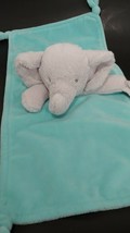 Carters Gray Elephant aqua blue Security Blanket Rattle Pacifier holder lovey - $11.87