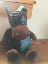 DanDee Plush Brown w Blue Fabric Accents Cute Hippo Hippopotamus Stuffed Animal  - £11.00 GBP