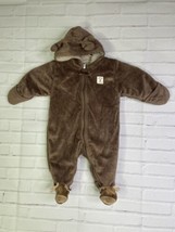 Carters Baby Bunting Outwear Hooded Footed Zip Up Brown Moose Reindeer 3 Months - £6.51 GBP