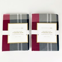 Set of 2 POTTERY BARN Teen Walker Plaid Cotton Standard Sham 26&quot;x 20&quot; Bl... - $54.44