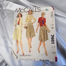 1981 McCall Sewing Pattern 7461 Vintage, size 12 Bust 34, Jacket and skirt - $14.52