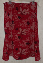 Nwt Womens Leslie Fay Red W/ Black &amp; Beige Polka Dot Floral Print Skirt Size 14 - $25.20