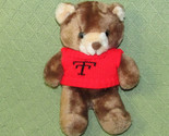 VINTAGE TEXAS TECH TEDDY BEAR 9&quot; PLUSH STUFFED ANIMAL RED SWEATER KOREA ... - $16.20
