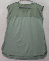 Nicole Miller Active T Shirt Womens Medium Green Mesh High Low Slit Round Neck - £18.14 GBP