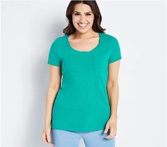 J Jason Wu Cotton Slub Jersey Twisted Neck Tee (Jade, 3X) A496301 - $16.56