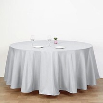 Silver 132&quot;&quot; Round Polyester Tablecloth High Quality Light Gray Catering Supply  - £19.99 GBP