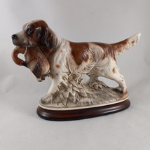 M Takai Springer Spaniel Hunting Dog w Bird Porcelain Figurine 10&quot; Long 6.5&quot; tal - £15.65 GBP