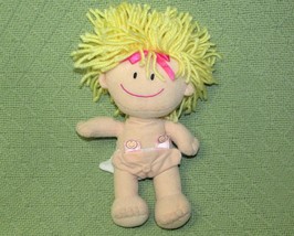 9&quot; Baby Boutique Plush Doll Taggies Reversible Diaper Stuffed Wool Hair Pink Bow - £8.63 GBP