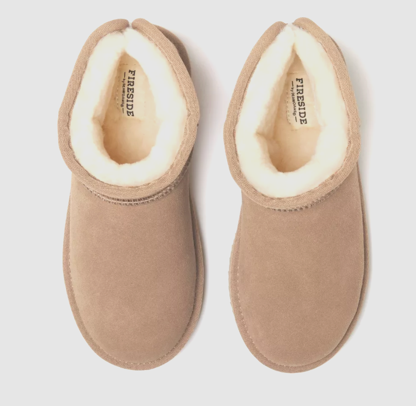 Kamin Von Dearfoams Damen Riverland Original Shearling Mikro Stiefel Sand 7 US Item image 4