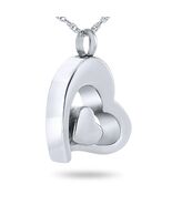 Double Heart Stainless Steel Pendant/Necklace Funeral Cremation Urn for ... - €62,25 EUR