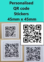 Personalised Stickers QR code  45mm x 45mm  Link , Phone , Email ,Wi-FI ... - £1.43 GBP+