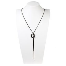 Gold Tone With Black Overlay Love Knot Necklace - $39.99