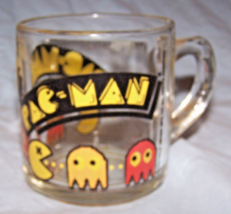 1982 Pac-Man Heavy Glass Mug-Balley Midway MFG-Black Letters-Lot 20 - £13.66 GBP