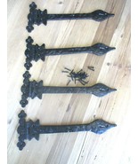 4 LARGE IRON CABINET HINGES ORNATE 13&quot; HINGE T STRAP HARDWARE GATE EX LARGE - $65.77 CAD