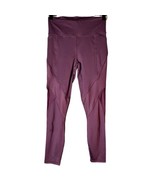 Fabletics Mid Rise Reflective PowerLite 7/8 Leggings Burgundy &amp; Silver XXS - $12.30