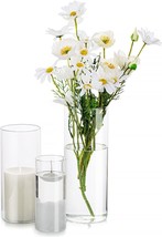 Cylinder Vases, Hurricane Candle Holder Clear 3Pcs.Set Different Sizes, Glass - £26.17 GBP
