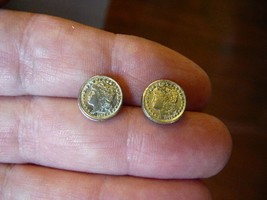 (#EE-756) PIERCED COIN Morgan dollar 19th century miniature Token mini Earrings - £8.30 GBP