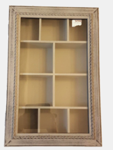 Gray Wood Glass Door Curio Shelf Display Rack Collectible Home Decor 11&quot;x16&quot; - £63.25 GBP